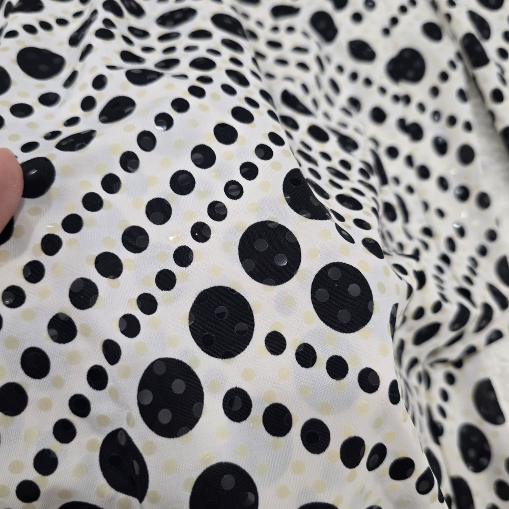 TOWER Vintage 90s Polka‎ Dot Wide Leg Palazzo Pants White Black Sequin Size M - Picture 6 of 13